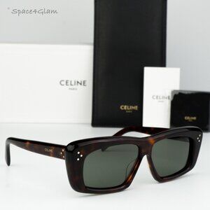 BRAND NEW Celine CL40259I 52N Havana Green Rectangle Unisex Sunglasses CL 40259I